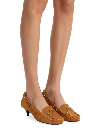 Khaite Women's Milly 45MM Suede Moccasin-Style Pumps - Caramel | Thumbnail 5 Khaite Women's Milly 45MM Suede Moccasin-Style Pumps - Caramel | Thumbnail 5