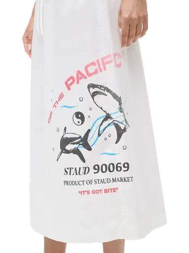 Staud Women's Shore Shark Print Cotton Midi-Skirt | Thumbnail 5 Staud Women's Shore Shark Print Cotton Midi-Skirt | Thumbnail 5