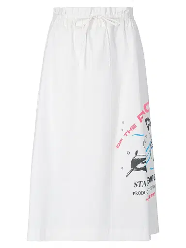 Staud Women's Shore Shark Print Cotton Midi-Skirt | Thumbnail 1 Staud Women's Shore Shark Print Cotton Midi-Skirt | Thumbnail 1