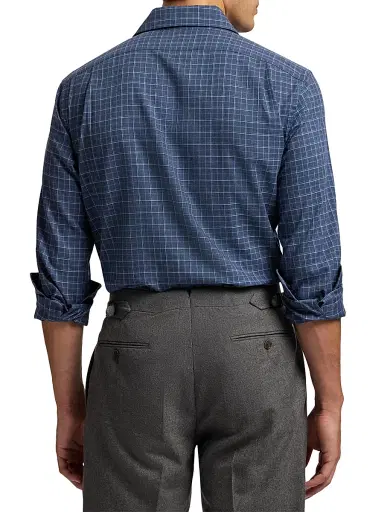 Ralph Lauren Purple Label Men's Tattersall Flannel Shirt - Blue Melange Tattersall | Thumbnail 5 Ralph Lauren Purple Label Men's Tattersall Flannel Shirt - Blue Melange Tattersall | Thumbnail 5
