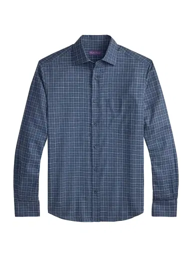 Ralph Lauren Purple Label Men's Tattersall Flannel Shirt - Blue Melange Tattersall | Thumbnail 1 Ralph Lauren Purple Label Men's Tattersall Flannel Shirt - Blue Melange Tattersall | Thumbnail 1