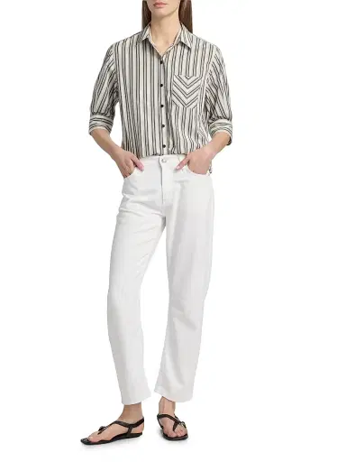 rag & bone Women's Featherweight Stevie Slim Tapered Barrel-Leg Jeans - White - Size 32 | Thumbnail 2 rag & bone Women's Featherweight Stevie Slim Tapered Barrel-Leg Jeans - White - Size 32 | Thumbnail 2