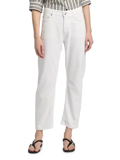rag & bone Women's Featherweight Stevie Slim Tapered Barrel-Leg Jeans - White - Size 32 | Thumbnail 3 rag & bone Women's Featherweight Stevie Slim Tapered Barrel-Leg Jeans - White - Size 32 | Thumbnail 3