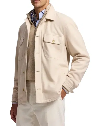 Ralph Lauren Purple Label Men's Felton Cashmere-Blend Shirt Jacket - Champagne Cream | Thumbnail 3 Ralph Lauren Purple Label Men's Felton Cashmere-Blend Shirt Jacket - Champagne Cream | Thumbnail 3