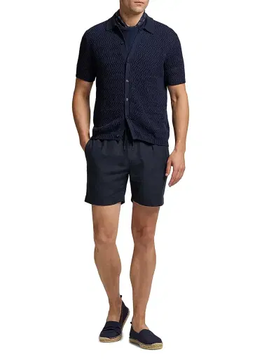 Ralph Lauren Purple Label Men's Textured Cotton Short-Sleeve Cardigan - Classic Chairman Navy | Thumbnail 2 Ralph Lauren Purple Label Men's Textured Cotton Short-Sleeve Cardigan - Classic Chairman Navy | Thumbnail 2