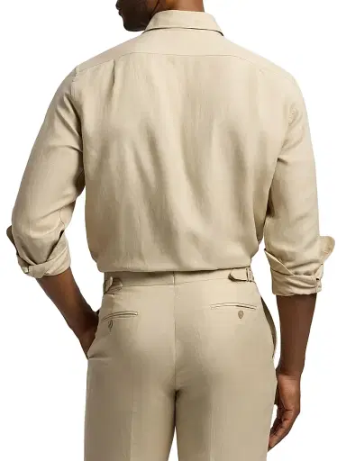 Ralph Lauren Purple Label Men's Silk-Linen Shirt - Champagne | Thumbnail 5 Ralph Lauren Purple Label Men's Silk-Linen Shirt - Champagne | Thumbnail 5