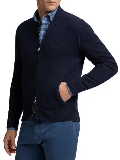 Ralph Lauren Purple Label Men's Cashmere Full-Zip Sweater - Dark Navy | Thumbnail 4 Ralph Lauren Purple Label Men's Cashmere Full-Zip Sweater - Dark Navy | Thumbnail 4