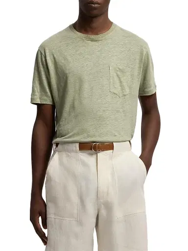 Ralph Lauren Purple Label Men's Pocket Linen Jersey T-Shirt - Cactus Green | Thumbnail 3 Ralph Lauren Purple Label Men's Pocket Linen Jersey T-Shirt - Cactus Green | Thumbnail 3