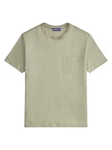 Ralph Lauren Purple Label Men's Pocket Linen Jersey T-Shirt - Cactus Green | Thumbnail 1 Ralph Lauren Purple Label Men's Pocket Linen Jersey T-Shirt - Cactus Green | Thumbnail 1