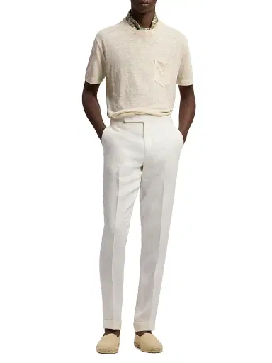 Ralph Lauren Purple Label Men's Pocket Linen Jersey T-Shirt - Limestone | Thumbnail 2 Ralph Lauren Purple Label Men's Pocket Linen Jersey T-Shirt - Limestone | Thumbnail 2