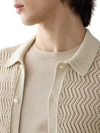 Ralph Lauren Purple Label Men's Textured Cotton Short-Sleeve Cardigan - Limestone | Thumbnail 6 Ralph Lauren Purple Label Men's Textured Cotton Short-Sleeve Cardigan - Limestone | Thumbnail 6