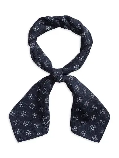 Ralph Lauren Purple Label Men's Silk Foulard Neckerchief - Navy | Thumbnail 2 Ralph Lauren Purple Label Men's Silk Foulard Neckerchief - Navy | Thumbnail 2