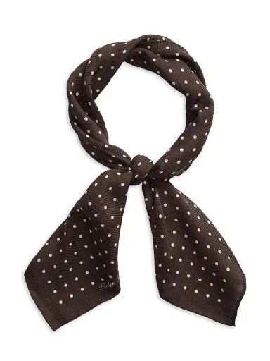 Ralph Lauren Purple Label Men's Polka Dot Cashmere-Silk Neckerchief - Luggage Brown | Thumbnail 2 Ralph Lauren Purple Label Men's Polka Dot Cashmere-Silk Neckerchief - Luggage Brown | Thumbnail 2