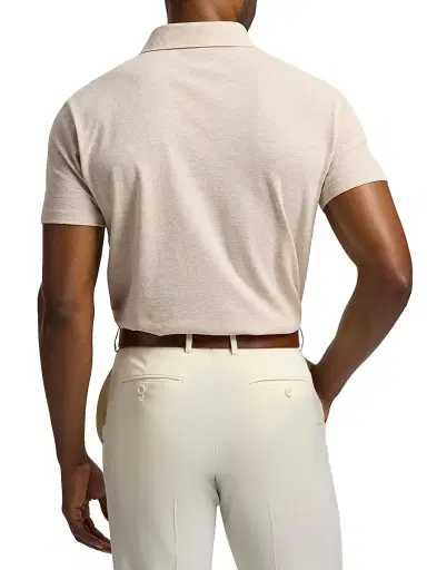 Ralph Lauren Purple Label Men's Cotton-Cashmere Piqué Polo Shirt - Champagne Melange | Thumbnail 5 Ralph Lauren Purple Label Men's Cotton-Cashmere Piqué Polo Shirt - Champagne Melange | Thumbnail 5