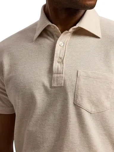 Ralph Lauren Purple Label Men's Cotton-Cashmere Piqué Polo Shirt - Champagne Melange | Thumbnail 6 Ralph Lauren Purple Label Men's Cotton-Cashmere Piqué Polo Shirt - Champagne Melange | Thumbnail 6