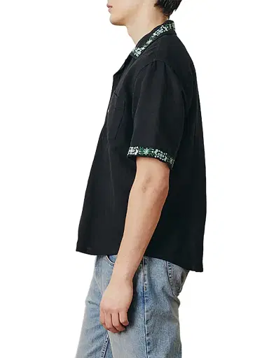 Corridor Men's Harmony Embroidered Short-Sleeve Shirt - Black | Thumbnail 3 Corridor Men's Harmony Embroidered Short-Sleeve Shirt - Black | Thumbnail 3