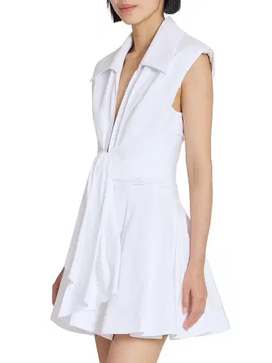 Balmain Women's Sleeveless Cotton Fit-&-Flare Minidress - Blanc Optique | Thumbnail 4 Balmain Women's Sleeveless Cotton Fit-&-Flare Minidress - Blanc Optique | Thumbnail 4