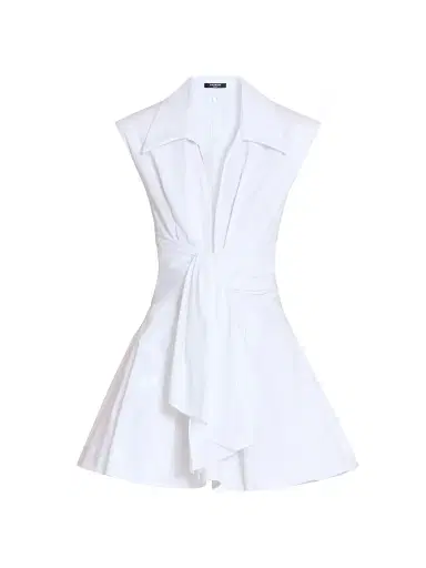 Balmain Women's Sleeveless Cotton Fit-&-Flare Minidress - Blanc Optique | Thumbnail 1 Balmain Women's Sleeveless Cotton Fit-&-Flare Minidress - Blanc Optique | Thumbnail 1