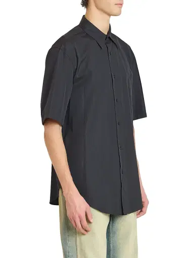 Balmain Men's Logo Embroidered Poplin Short-Sleeve Shirt - Noir | Thumbnail 4 Balmain Men's Logo Embroidered Poplin Short-Sleeve Shirt - Noir | Thumbnail 4