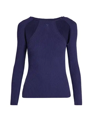 Courrèges Women's Rib-Knit Cut-Out Sweater | Thumbnail 1 Courrèges Women's Rib-Knit Cut-Out Sweater | Thumbnail 1