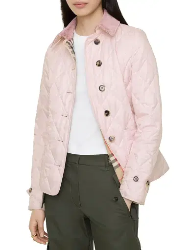 Burberry Women's Quilted Slim Jacket - Mallow Pink | Thumbnail 2 Burberry Women's Quilted Slim Jacket - Mallow Pink | Thumbnail 2