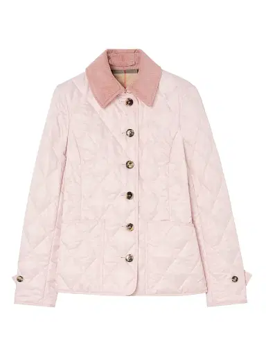 Burberry Women's Quilted Slim Jacket - Mallow Pink | Thumbnail 1 Burberry Women's Quilted Slim Jacket - Mallow Pink | Thumbnail 1
