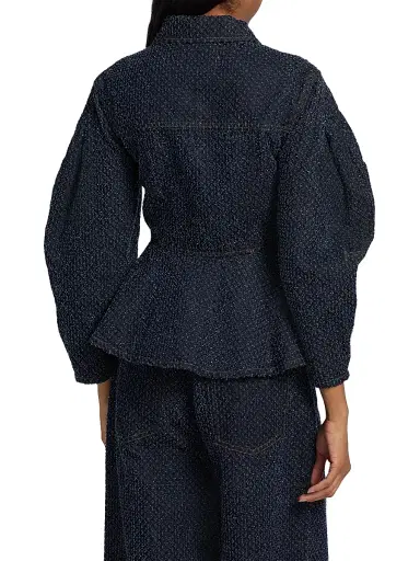 Ganni Women's Tweed Denim Peplum Jacket | Thumbnail 5 Ganni Women's Tweed Denim Peplum Jacket | Thumbnail 5