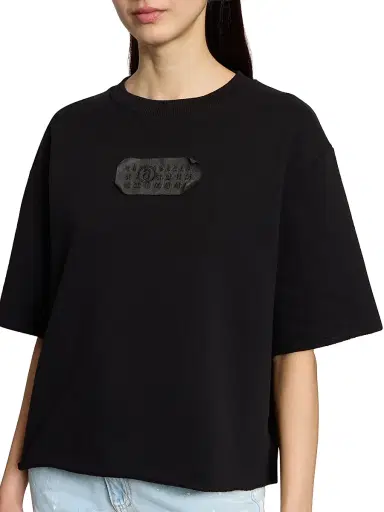 MM6 MAISON MARGIELA Women's Oversized Cotton Logo T-Shirt - Black - Size XS | Thumbnail 6 MM6 MAISON MARGIELA Women's Oversized Cotton Logo T-Shirt - Black - Size XS | Thumbnail 6