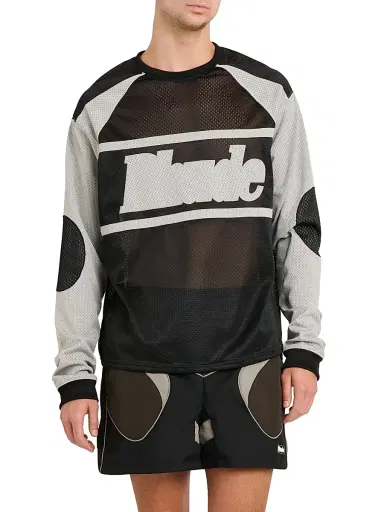 Rhude Men's Mesh Moto Long-Sleeve Shirt - Black Grey | Thumbnail 3 Rhude Men's Mesh Moto Long-Sleeve Shirt - Black Grey | Thumbnail 3