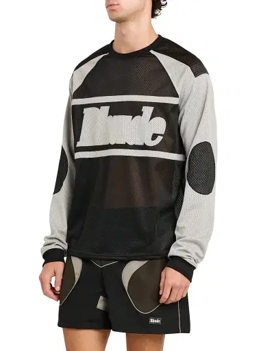 Rhude Men's Mesh Moto Long-Sleeve Shirt - Black Grey | Thumbnail 4 Rhude Men's Mesh Moto Long-Sleeve Shirt - Black Grey | Thumbnail 4