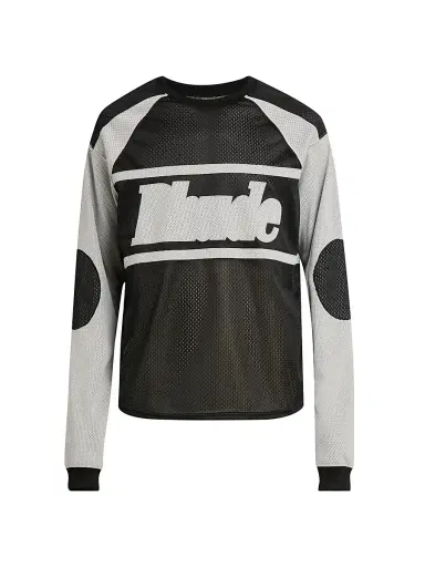 Rhude Men's Mesh Moto Long-Sleeve Shirt - Black Grey | Thumbnail 1 Rhude Men's Mesh Moto Long-Sleeve Shirt - Black Grey | Thumbnail 1