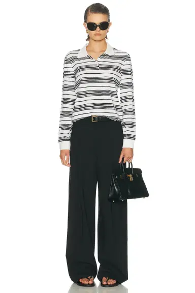 Frame The Striped Long Sleeve Polo | Thumbnail 4 Frame The Striped Long Sleeve Polo | Thumbnail 4