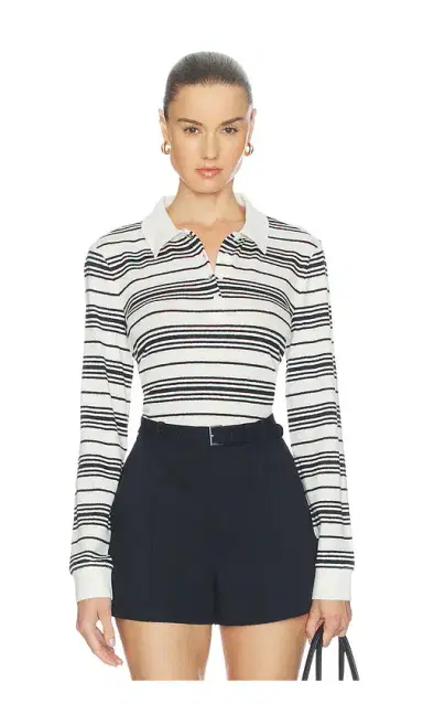 Frame The Striped Long Sleeve Polo | Thumbnail 5 Frame The Striped Long Sleeve Polo | Thumbnail 5
