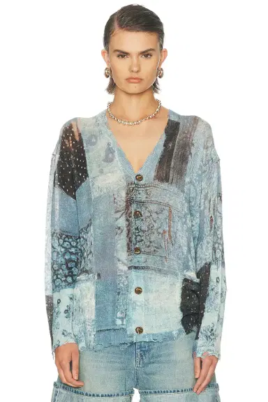 R13 Printed Boyfriend Cardigan | Thumbnail 1 R13 Printed Boyfriend Cardigan | Thumbnail 1