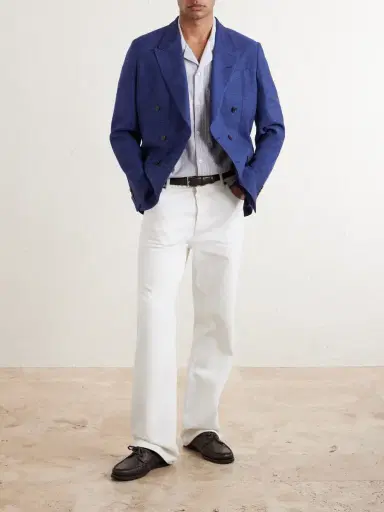 Paul Smith Wool, Linen and Silk-Blend Double-Breasted Blazer - Men | Thumbnail 2 Paul Smith Wool, Linen and Silk-Blend Double-Breasted Blazer - Men | Thumbnail 2