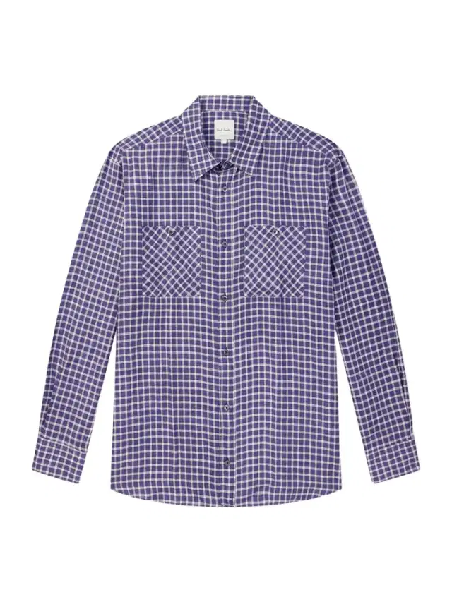 Checked Linen Shirt - Men Checked Linen Shirt - Men