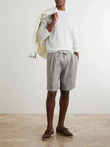 Brunello Cucinelli Hemp and Linen-Blend Drawstring Bermuda Shorts - Men | Thumbnail 2 Brunello Cucinelli Hemp and Linen-Blend Drawstring Bermuda Shorts - Men | Thumbnail 2