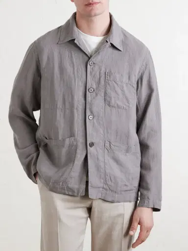 Hartford Perry Linen and Cotton-Blend Woven Jacket - Men | Thumbnail 3 Hartford Perry Linen and Cotton-Blend Woven Jacket - Men | Thumbnail 3