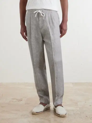 Brunello Cucinelli Straight-Leg Pleated Hemp and Linen-Blend Twill Trousers - Men | Thumbnail 3 Brunello Cucinelli Straight-Leg Pleated Hemp and Linen-Blend Twill Trousers - Men | Thumbnail 3