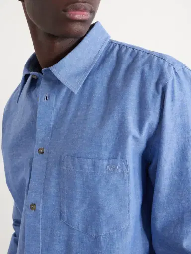 A.P.C. Harris Logo-Embroidered Cotton and Linen-Blend Shirt - Men | Thumbnail 5 A.P.C. Harris Logo-Embroidered Cotton and Linen-Blend Shirt - Men | Thumbnail 5