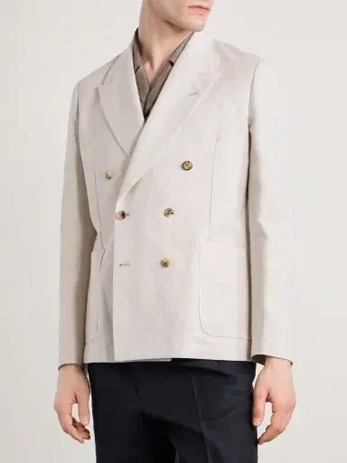 Paul Smith Double-Breasted Linen and Cotton-Blend Blazer - Men | Thumbnail 3 Paul Smith Double-Breasted Linen and Cotton-Blend Blazer - Men | Thumbnail 3