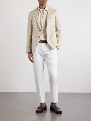 Slowear Houndstooth Linen and Silk-Blend Blazer - Men | Thumbnail 2 Slowear Houndstooth Linen and Silk-Blend Blazer - Men | Thumbnail 2