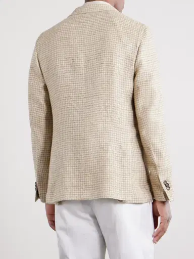 Slowear Houndstooth Linen and Silk-Blend Blazer - Men | Thumbnail 4 Slowear Houndstooth Linen and Silk-Blend Blazer - Men | Thumbnail 4