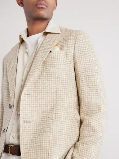 Slowear Houndstooth Linen and Silk-Blend Blazer - Men | Thumbnail 5 Slowear Houndstooth Linen and Silk-Blend Blazer - Men | Thumbnail 5