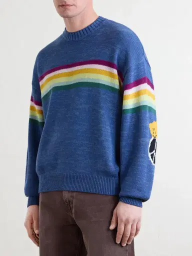 KAPITAL Peckish Rainbow Striped Cotton and Wool-Blend Sweater - Men | Thumbnail 3 KAPITAL Peckish Rainbow Striped Cotton and Wool-Blend Sweater - Men | Thumbnail 3