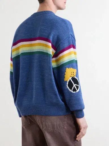 KAPITAL Peckish Rainbow Striped Cotton and Wool-Blend Sweater - Men | Thumbnail 4 KAPITAL Peckish Rainbow Striped Cotton and Wool-Blend Sweater - Men | Thumbnail 4