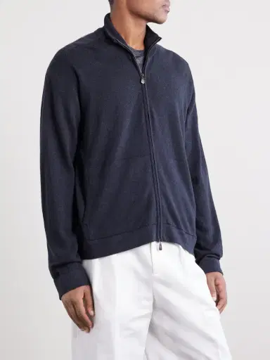 PIACENZA 1733 Cashmere and Linen-Blend Zip-Up Sweater - Men | Thumbnail 3 PIACENZA 1733 Cashmere and Linen-Blend Zip-Up Sweater - Men | Thumbnail 3