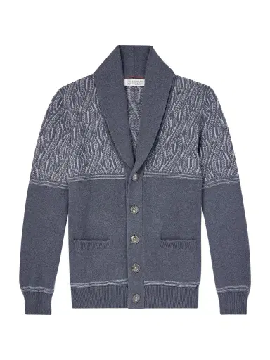 Brunello Cucinelli Shawl-Collar Knitted Cotton Cardigan - Men | Thumbnail 1 Brunello Cucinelli Shawl-Collar Knitted Cotton Cardigan - Men | Thumbnail 1