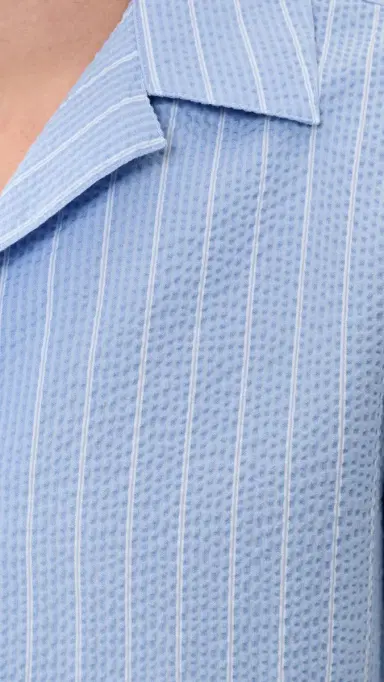 Wax London eersucker tripe Didcot Shirt Blue/Ecru | Thumbnail 6 Wax London eersucker tripe Didcot Shirt Blue/Ecru | Thumbnail 6