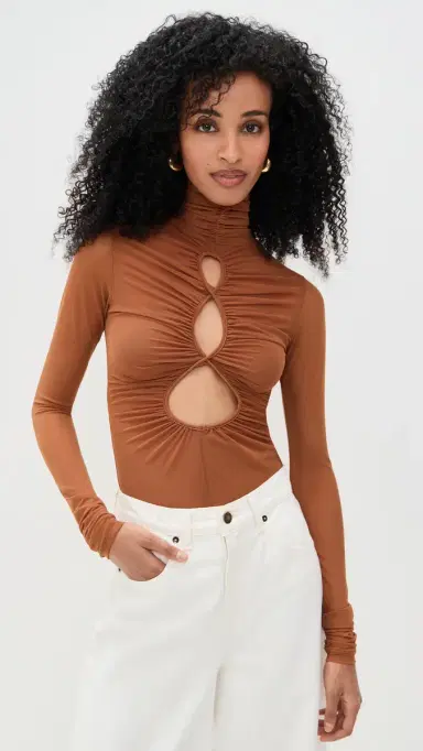 Andrea Iyamah Salle esh Thong Bodysuit Camel | Thumbnail 2 Andrea Iyamah Salle esh Thong Bodysuit Camel | Thumbnail 2